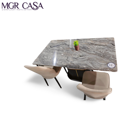 MGR MARBLE TOP ENGINEERING WOOD BASE 4 SEATER  IMPORTED DINING TABLE SET
