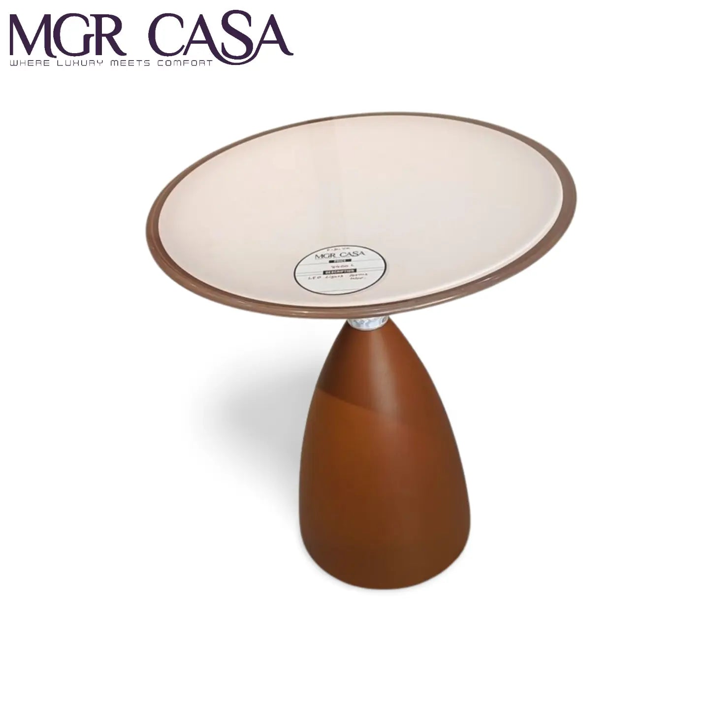 MGR WOODEN TOP METAL BASE WITH REMOTE ACESSABLE AMBIENT LIGHTING CORNER TABLE MGR CASA
