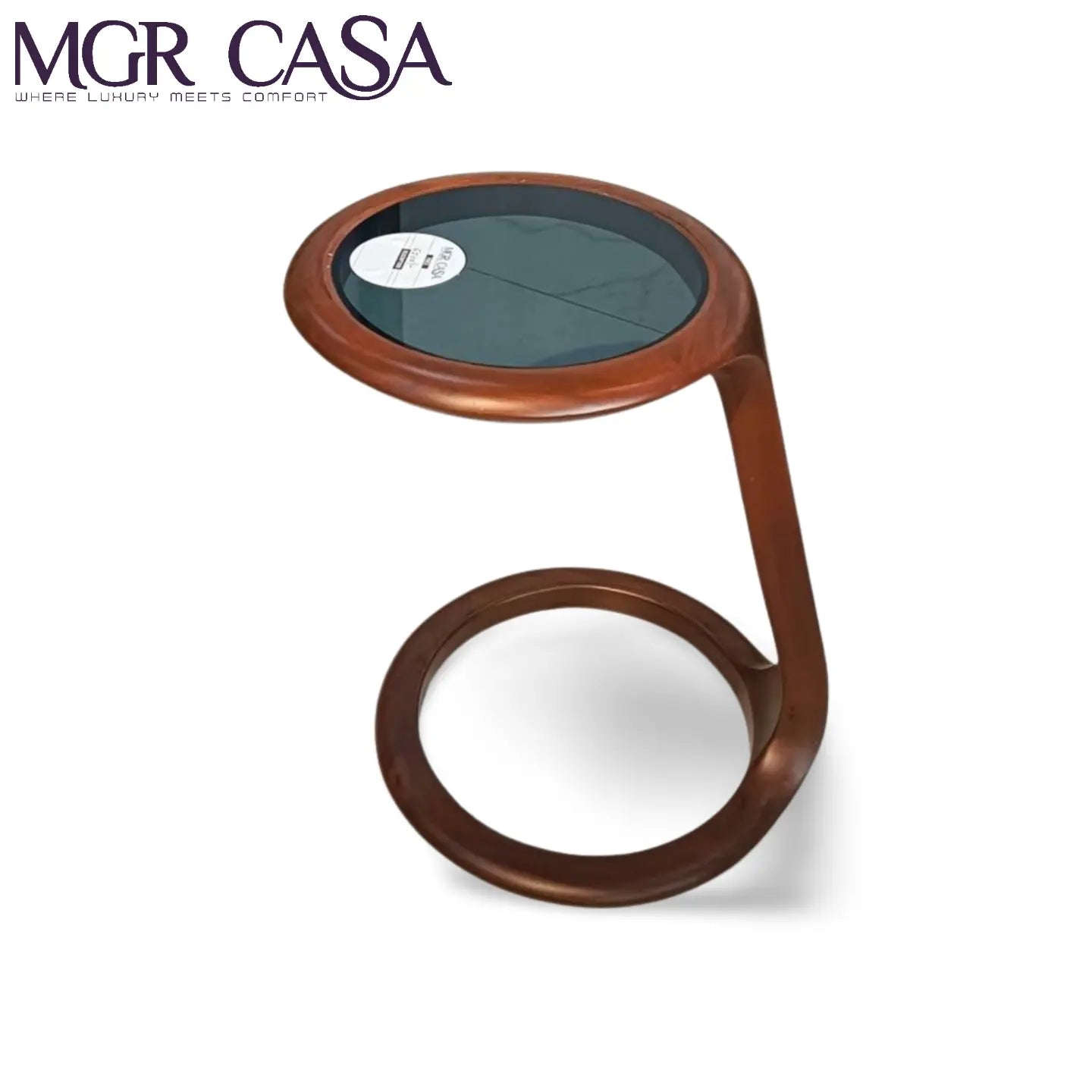 MGR GLASS TOP WOODEN BASE CORNER TABLE MGR CASA