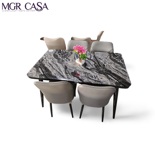 MGR MARBLE TOP METAL BASE 4 SEATER  IMPORTED DINING TABLE SET