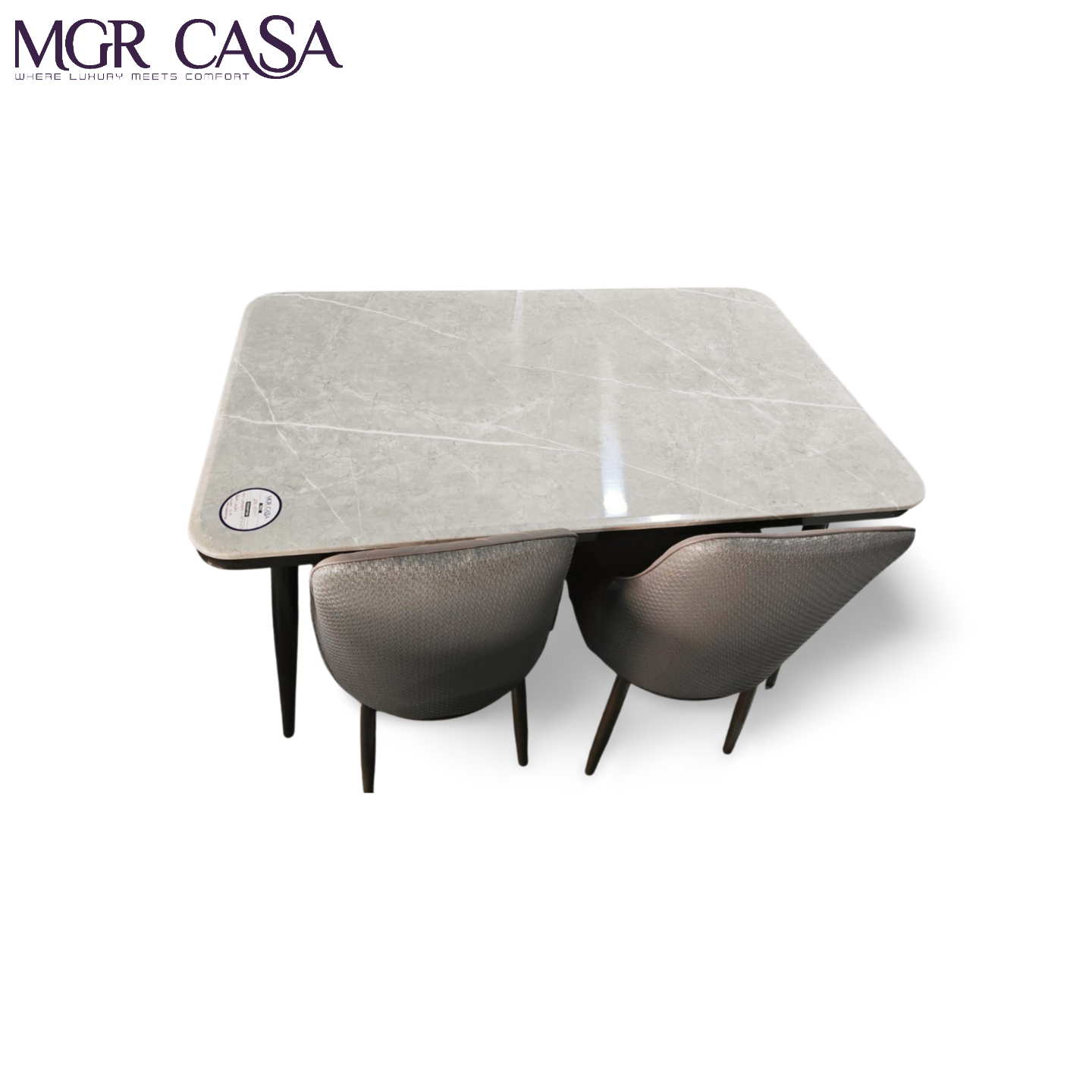 MGR MARBLE TOP METAL BASE 4 SEATER  IMPORTED DINING TABLE SET