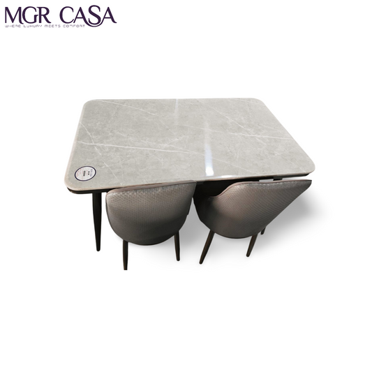 MGR MARBLE TOP METAL BASE 4 SEATER  IMPORTED DINING TABLE SET