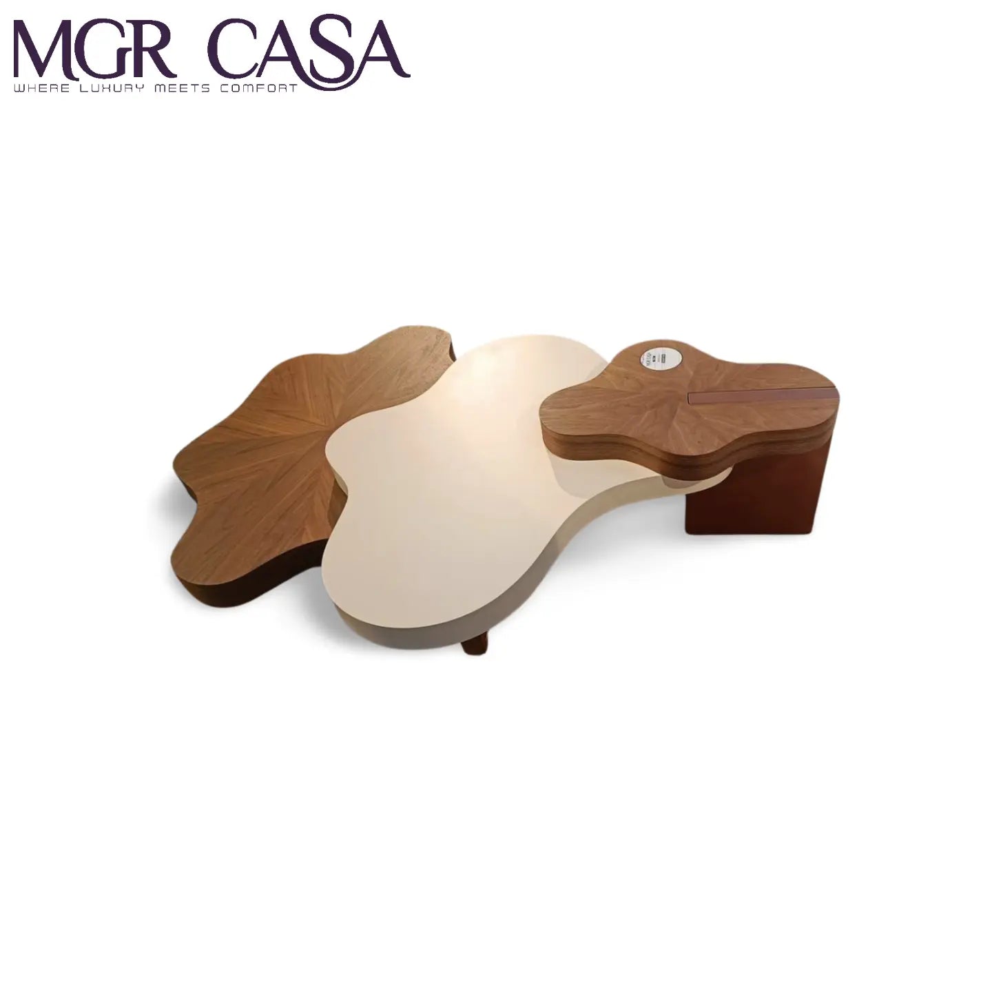 MGR UNIQUE  DESIGN  WOODEN 3 PEICE MOVABLE CENTER TABLE SET MGR CASA