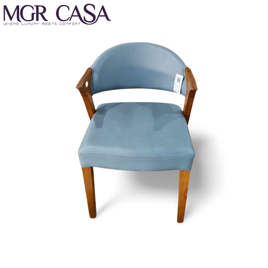 MGR TEAK WOOD FRAME CUSTOMIZABLE SHORT ARMREST DINING CHAIR
