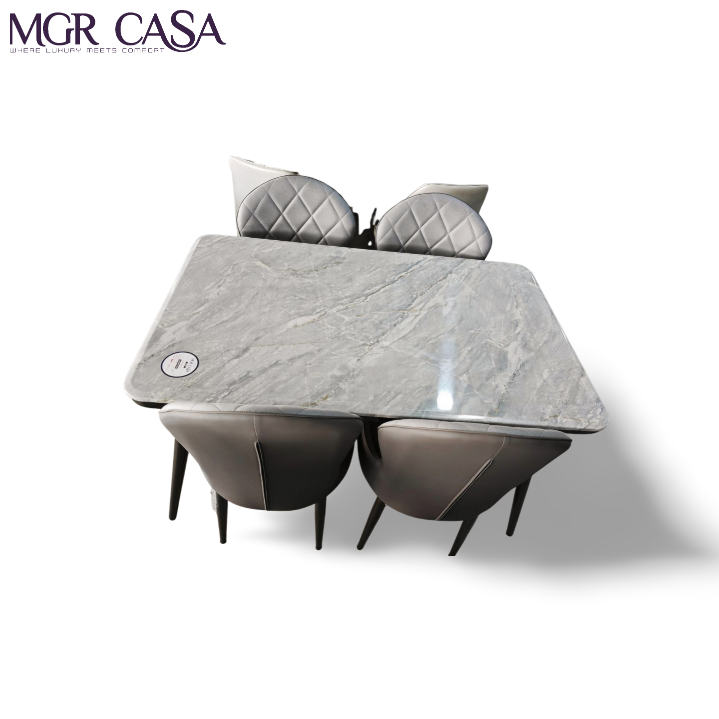 MGR MARBLE TOP METAL BASE 4 SEATER  IMPORTED DINING TABLE SET