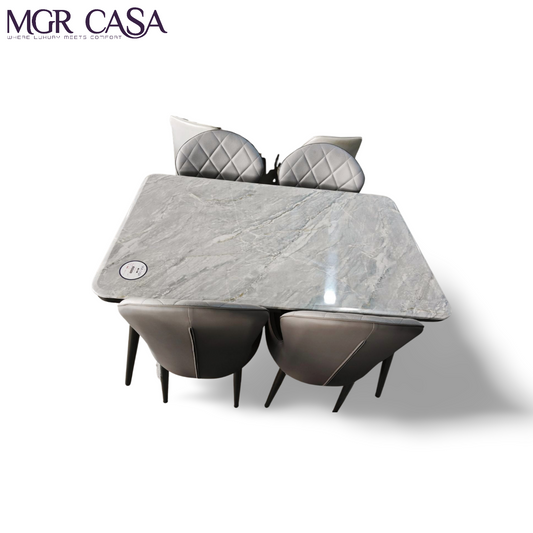 MGR MARBLE TOP METAL BASE 4 SEATER  IMPORTED DINING TABLE SET