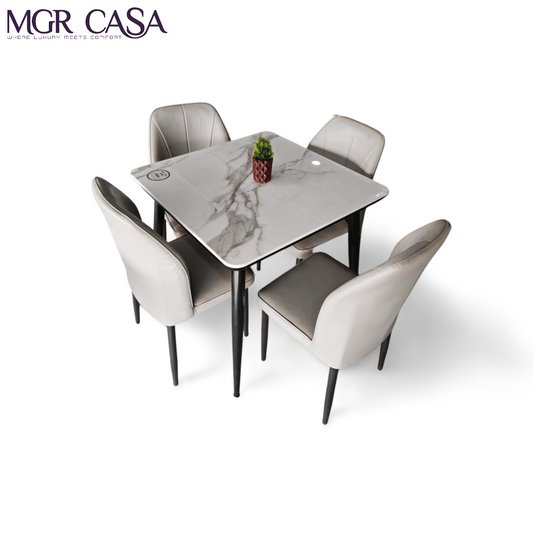 MGR ARTIFICIAL MARBLE TOP METAL BASE 4 SEATER  IMPORTED DINING TABLE SET