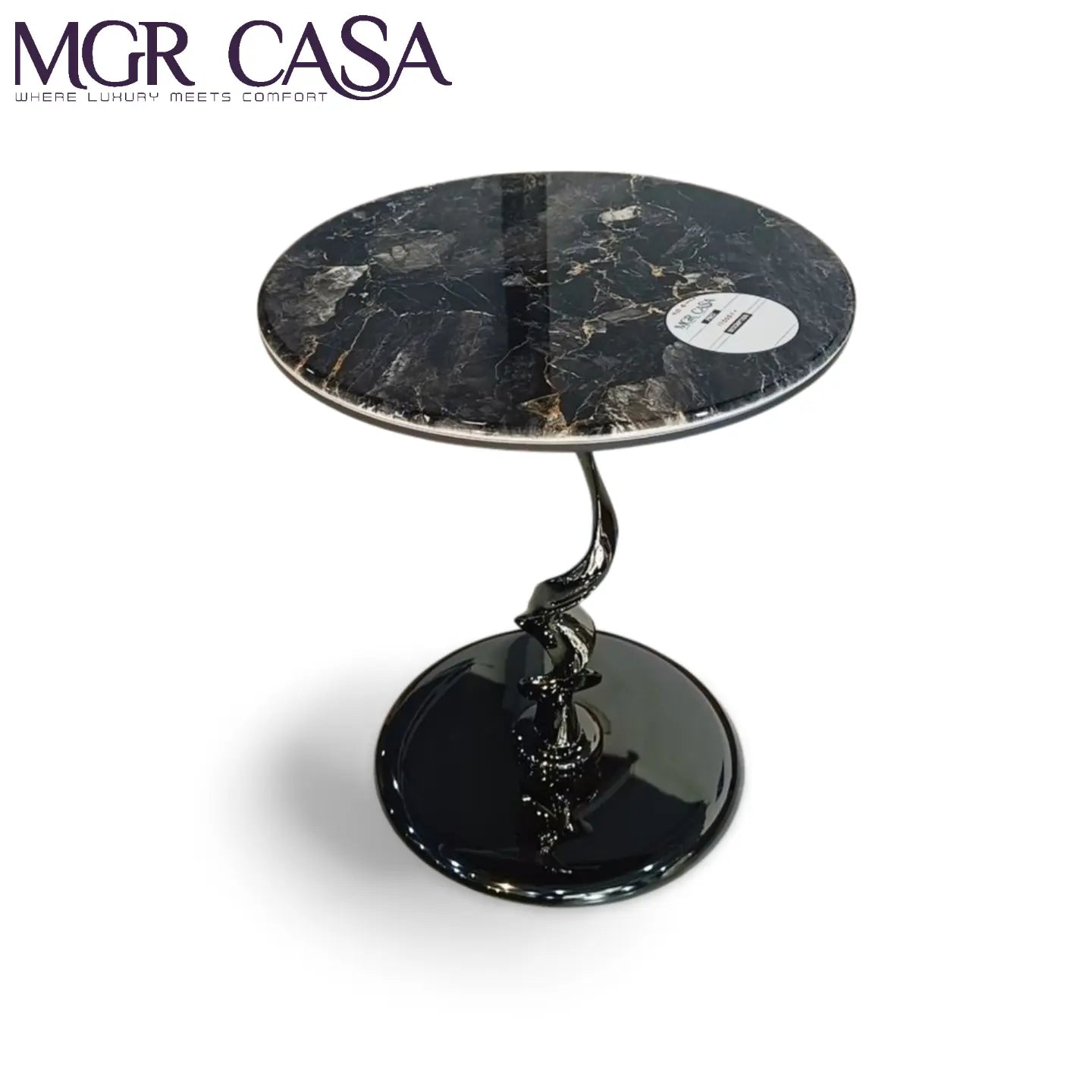 MGR ARTIFICIAL MARBLE TOP SPIRAL DESGIN METAL BASE CORNER TABLE MGR CASA