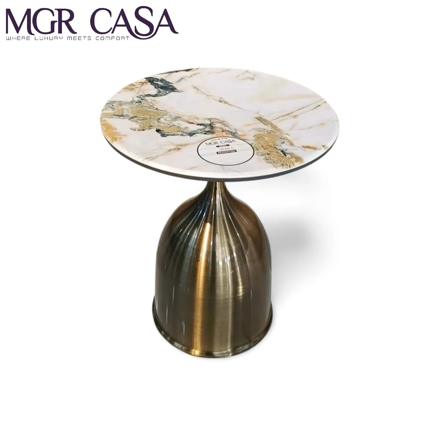 MGR ARTIFICIAL MARBLE TOP SS PVD BASE CORNER TABLE MGR CASA
