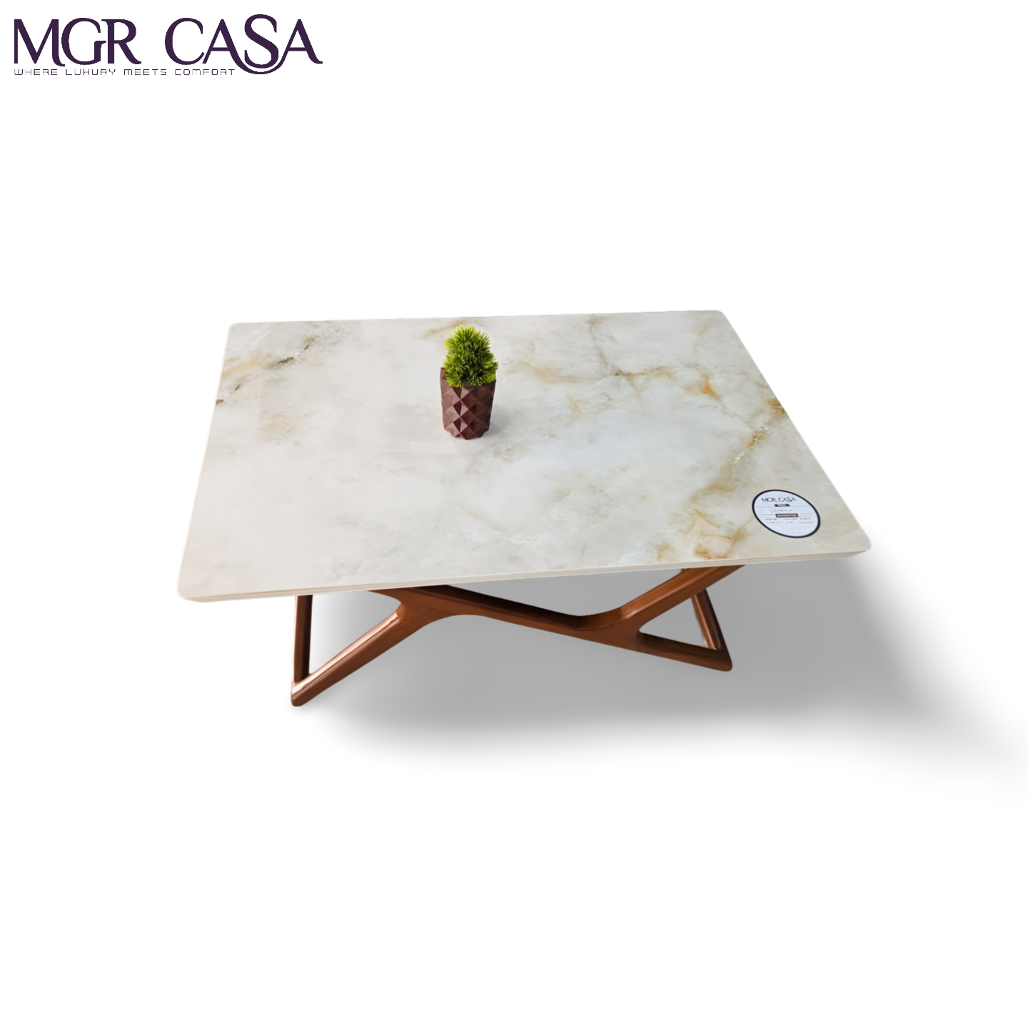 MGR WOODEN BASE & WHITE CERAMIC FULL BODY CENTER TABLE