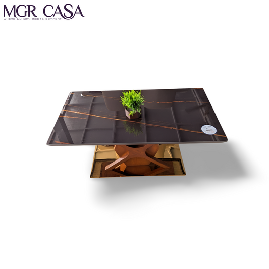 MGR WOODEN BASE SS PVD ROSEGOLD & WHITE CERAMIC FULL BODY CENTER TABLE