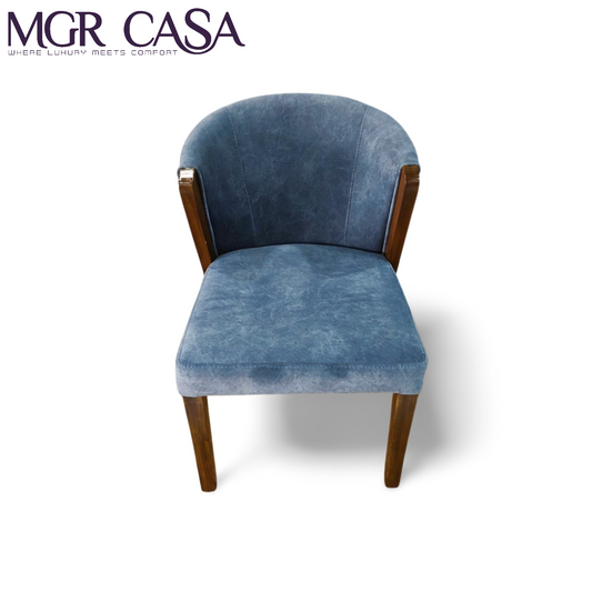 MGR TEAK WOOD FRAME CUSTOMIZABLE SHORT ARMREST DINING CHAIR