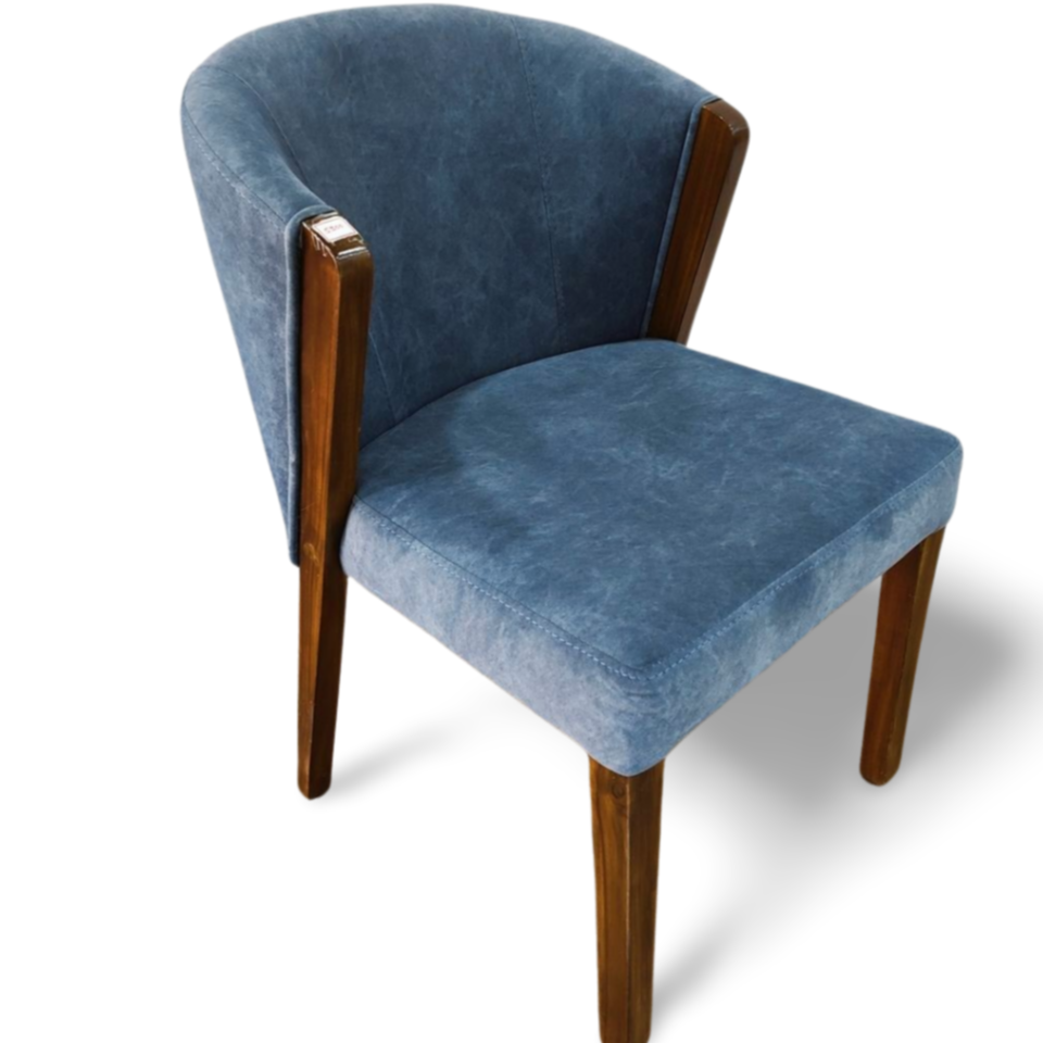 MGR TEAK WOOD FRAME CUSTOMIZABLE SHORT ARMREST DINING CHAIR