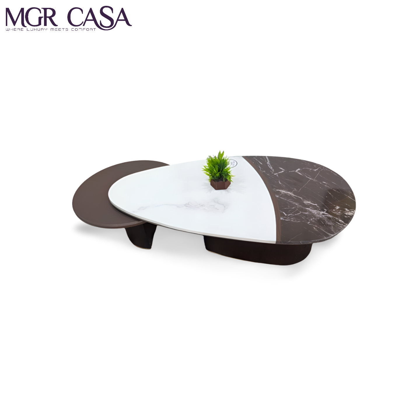 MGR MARBLE TOP WOODEN BASE OVEL SHAPE CENTER TABLE