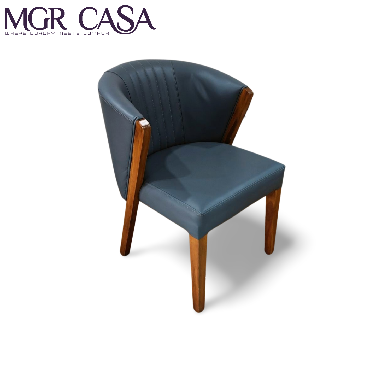 MGR TEAK WOOD FRAME CUSTOMIZABLE SHORT ARMREST DINING CHAIR