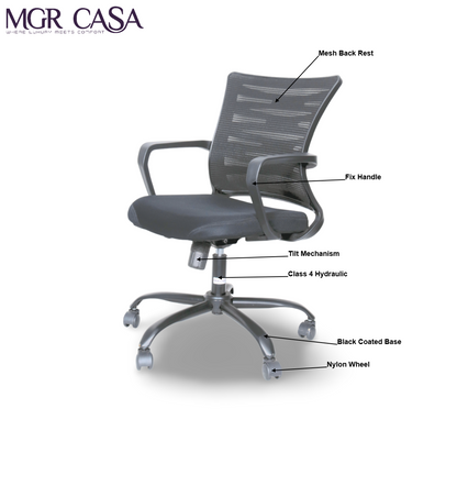 MGR ZIGZAG BLACK MID BACK MESH OFFICE CHAIR
