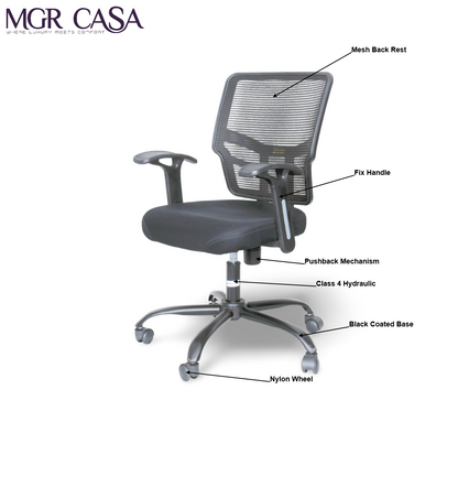 MGR ARREY BLACK MID BACK MESH OFFICE CHAIR