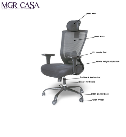MGR MYSTIC BLACK HIGH BACK MESH OFFICE CHAIR