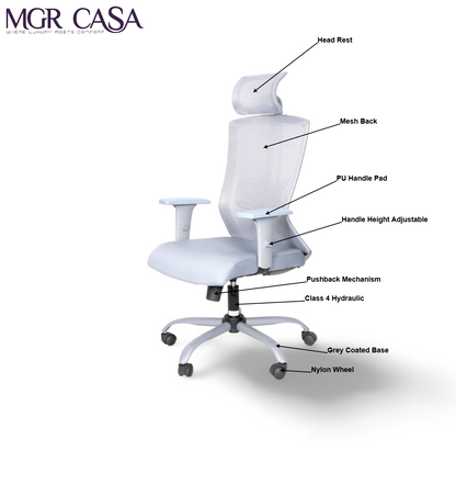 MGR EAFFILE GREY HIGH BACK MESH OFFICE CHAIR