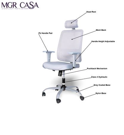 MGR RIO GREY HIGH BACK MESH OFFICE CHAIR