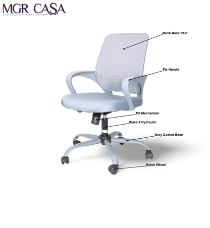 MGR 805 GREY MID BACK MESH OFFICE CHAIR