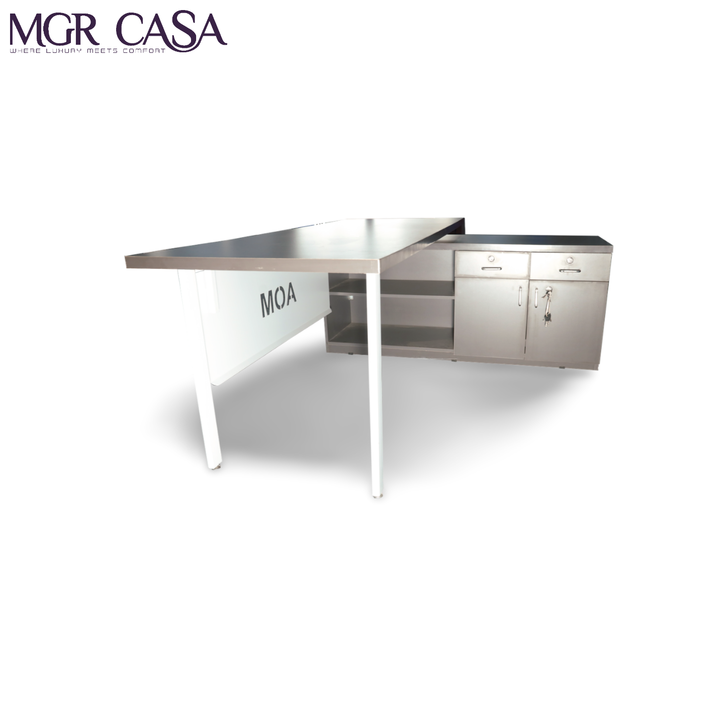 MGR ENGINEERING WOOD TOP, METAL FRAME SIZE CUSTUMIZABLE L SHAPE OFFICE TABLE