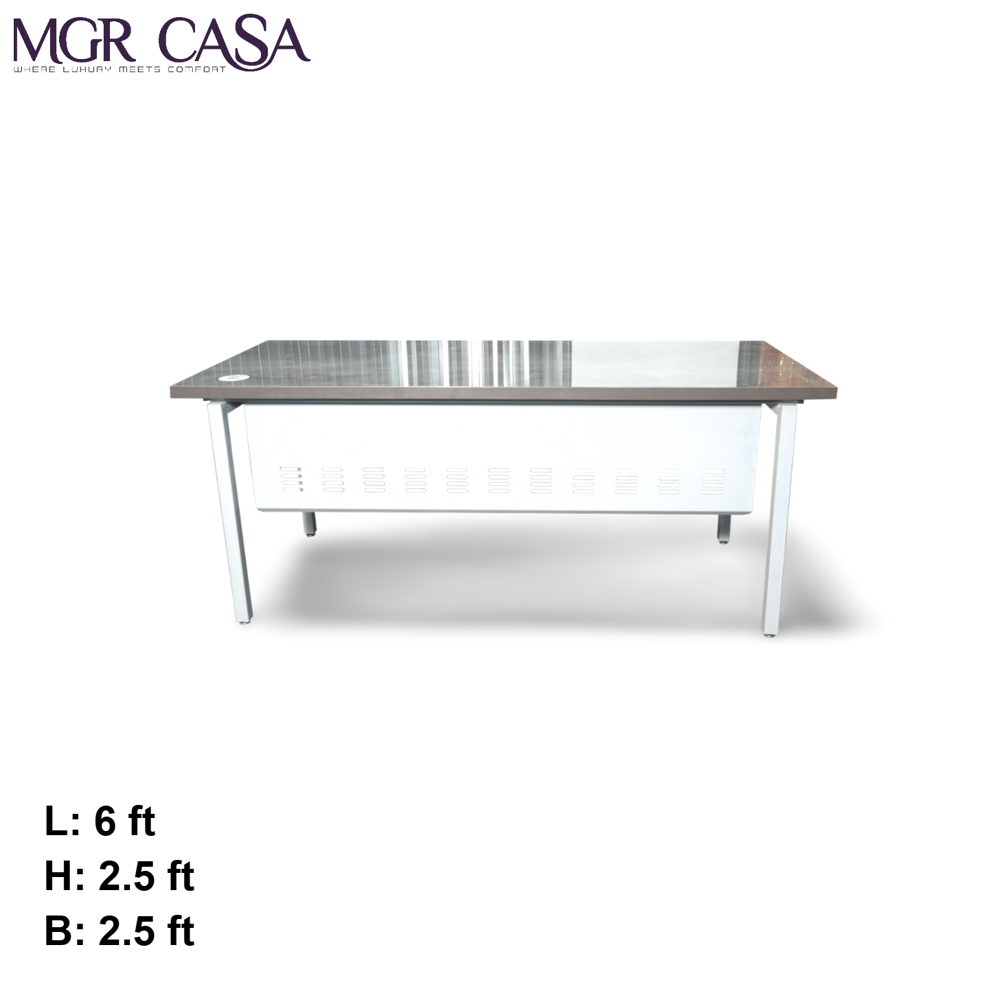 MGR UV COATED ENGINEERING WOOD TOP, METAL FRAME SIZE CUSTUMIZABLE OFFICE TABLE