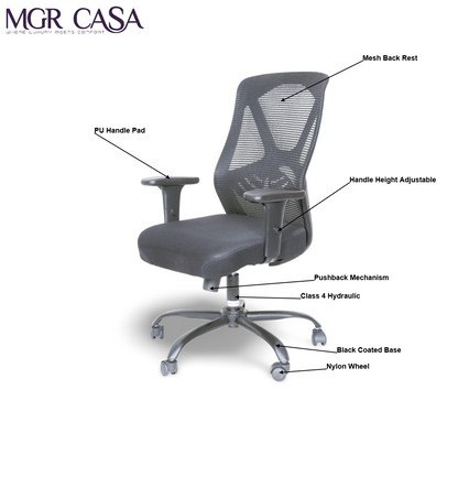 MGR YARIS BLACK MID BACK MESH OFFICE CHAIR
