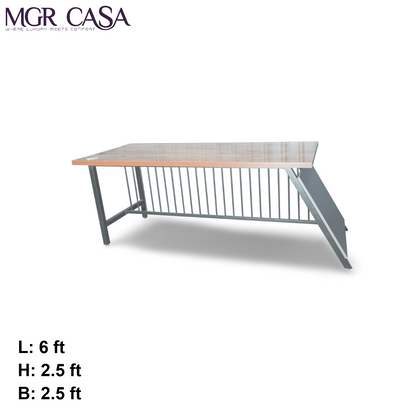 MGR UV COATED ENGINEERING WOOD TOP, METAL FRAME SIZE CUSTUMIZABLE OFFICE TABLE