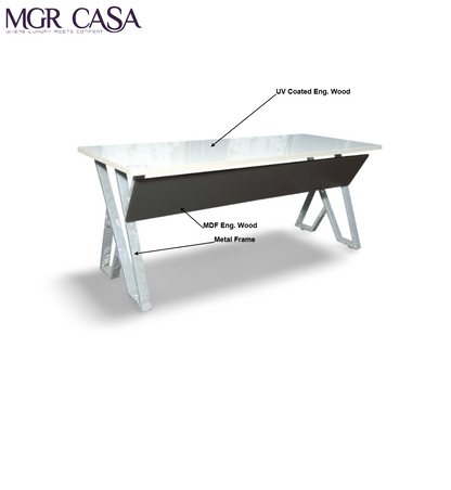 MGR UV COATED ENGINEERING WOOD TOP, METAL FRAME SIZE CUSTUMIZABLE OFFICE TABLE