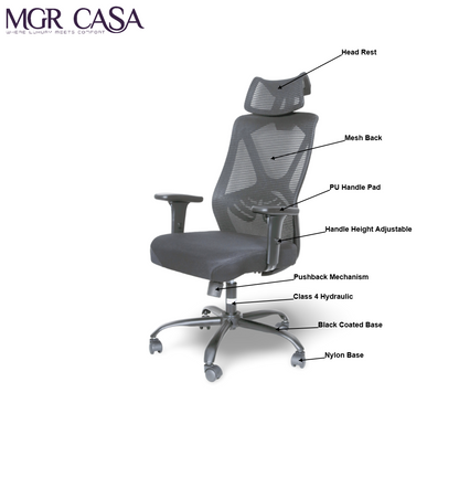MGR YARIS BLACK HIGH BACK MESH OFFICE CHAIR